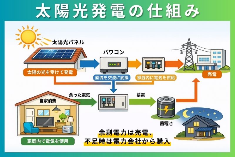【図解】太陽光発電で電気が作られる仕組み