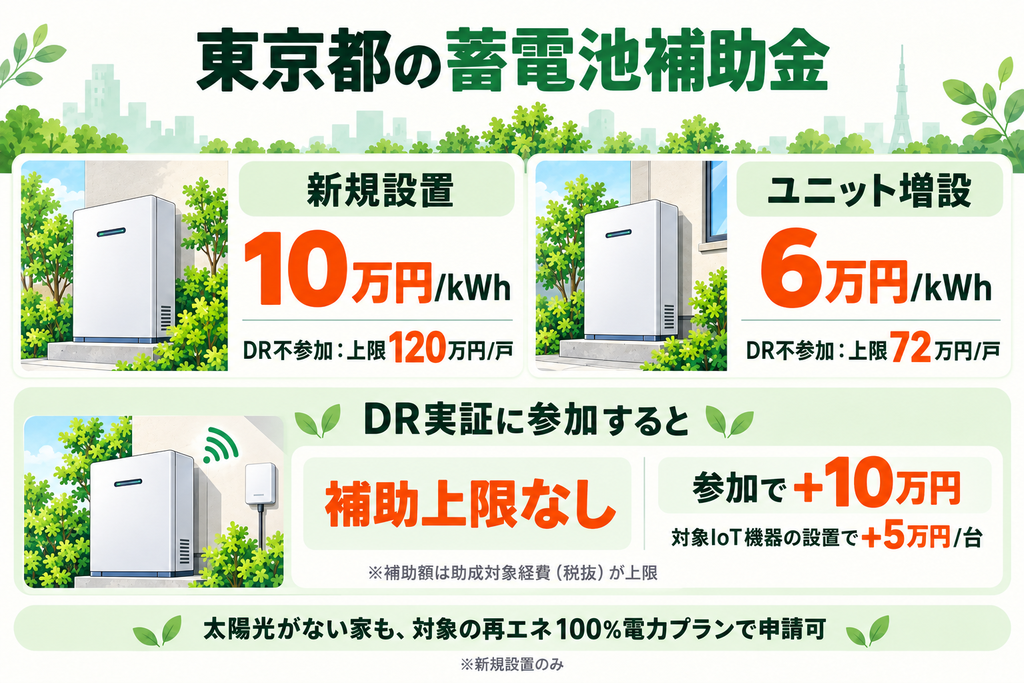 東京都の蓄電池補助金の金額と上限