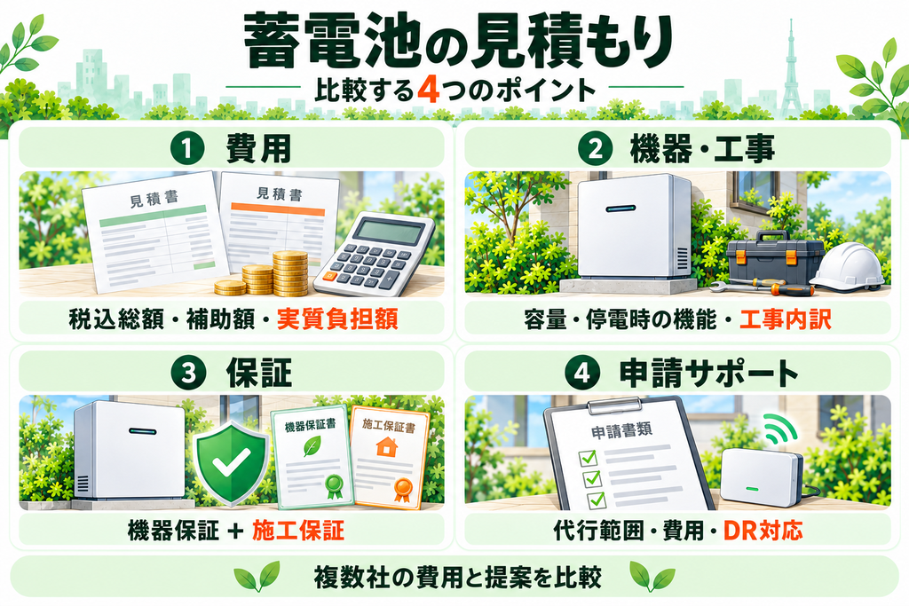 東京都で蓄電池の見積もりを比較するときの確認ポイント