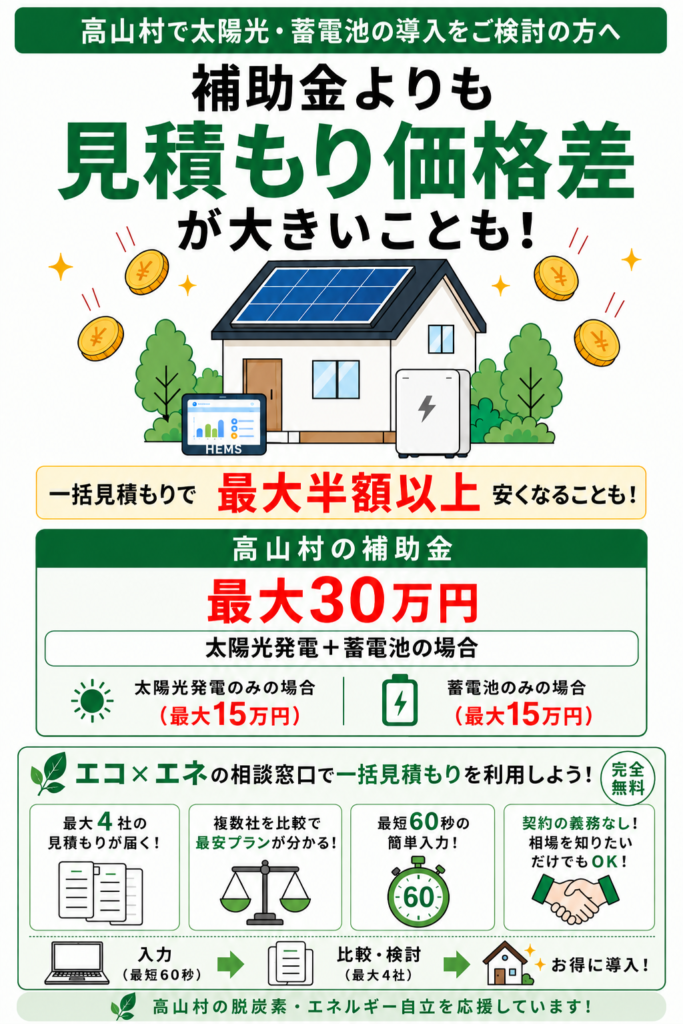 高山村の太陽光発電・蓄電池の補助金