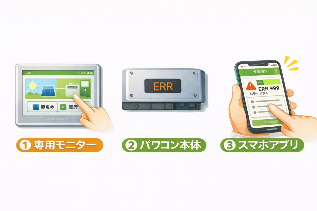 エラーコードが確認できる場所