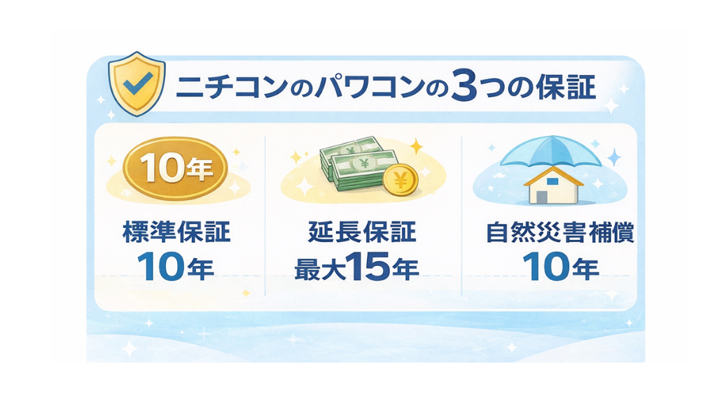 ニチコンのパワコンの保証｜標準10年