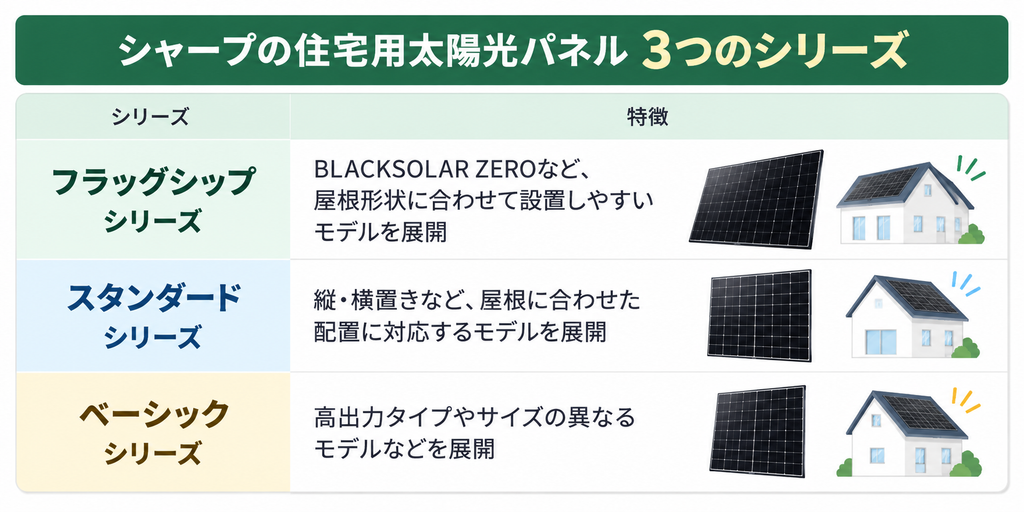 シャープの太陽光パネルは3シリーズ