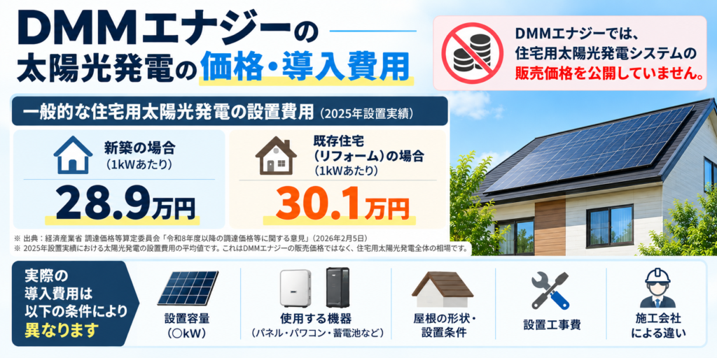 DMM太陽光発電の価格は？導入費用は設置条件によって異なる