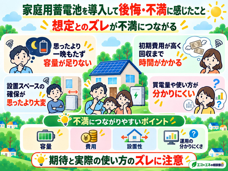 家庭用蓄電池を導入して後悔・不満に感じたこと