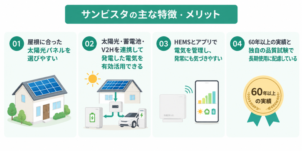 サンビスタの太陽光発電システムの特徴・メリット