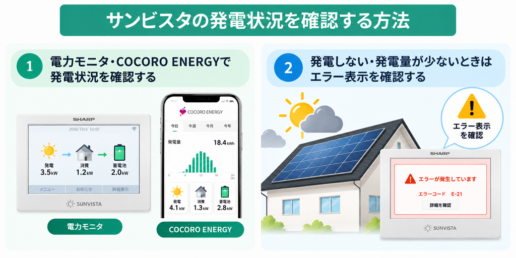 サンビスタの発電状況を確認する方法