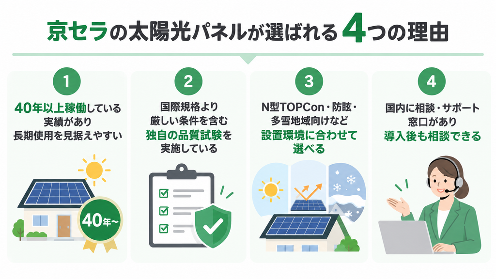 京セラの太陽光パネルが選ばれる4つの理由