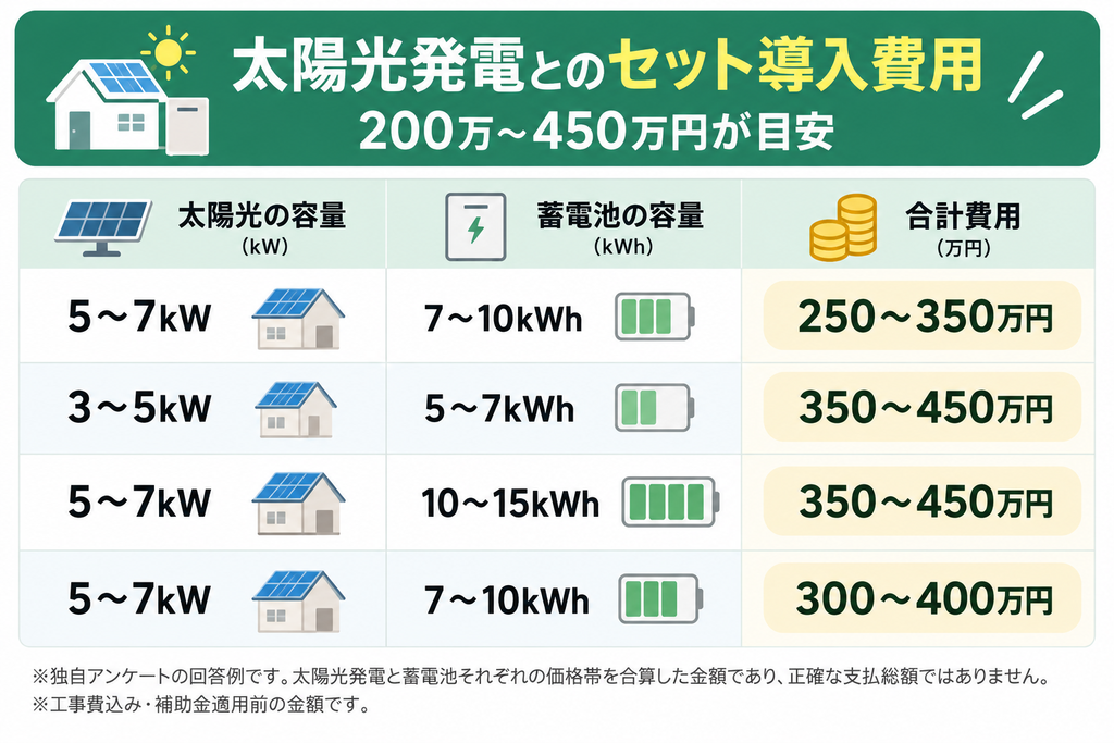 長州産業の蓄電池と太陽光発電のセット導入費用｜独自アンケート結果