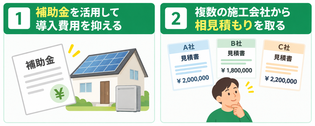 長州産業の蓄電池の導入費用を抑える2つの方法