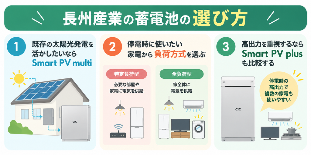 長州産業の蓄電池の選び方